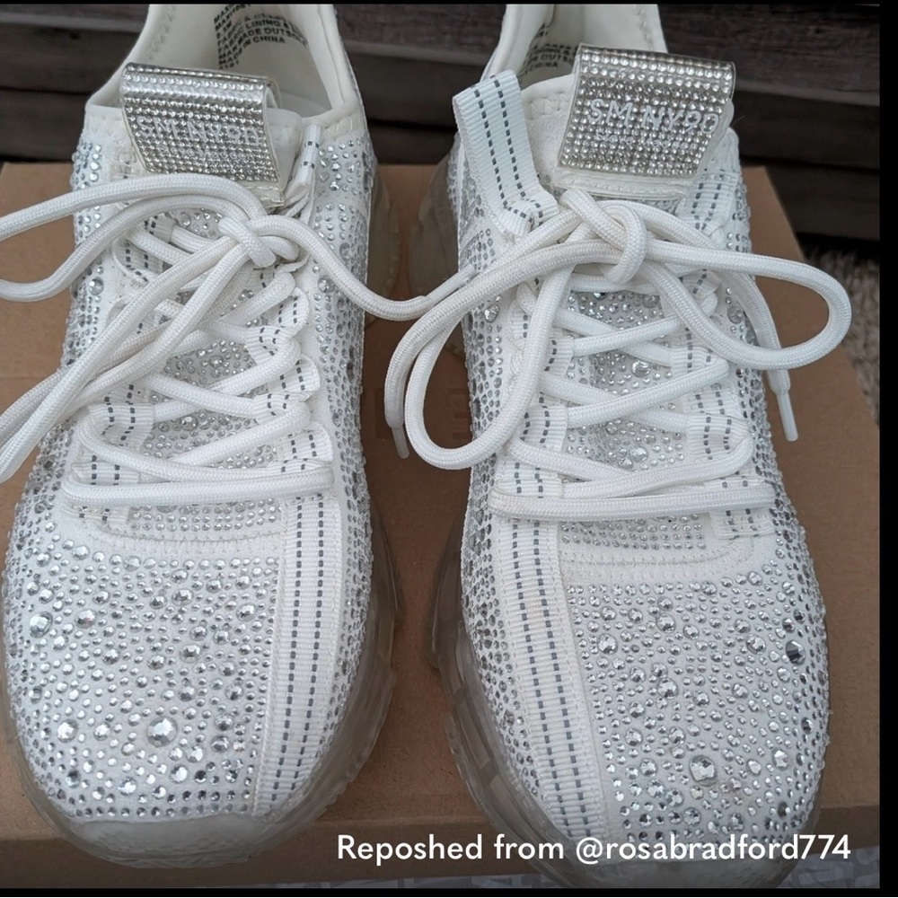 Steve Madden White Rhinestone Sneakers